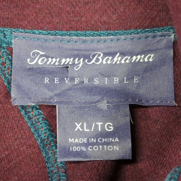 Tommy Bahama Mens XL Blue Red Reversible Flipside 1/4 Zip Pullover Sweater - Picture 3 of 13